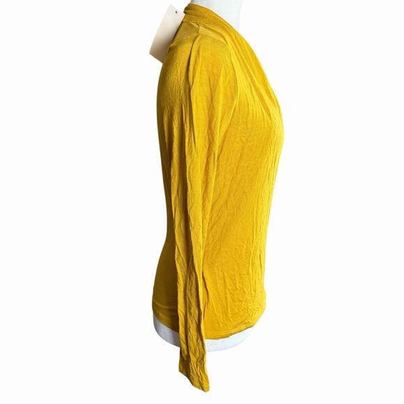 Banana Republic Petite Threadsoft Wrap Top L/S Chase Yellow 664099 Career M NWT - Picture 4 of 10